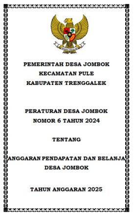 PERDES NOMOR 6 TAHUN 2024 TENTANG APBDES JOMBOK TAHUN ANGGARAN 2025
